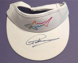 Greg Norman Autographed Shark Logo Golf Visor with JSA Authentication