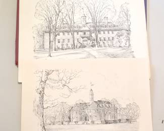 Charles H. Overly Colonial Williamsburg Sketches - Set of 2