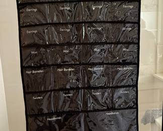 Over-the-Door Jewelry and Accessory Organizer with Labeled Pockets