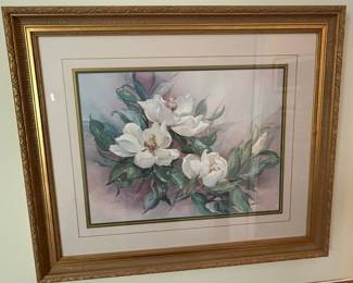Floral Watercolor Print of Magnolias by Barbara Mock