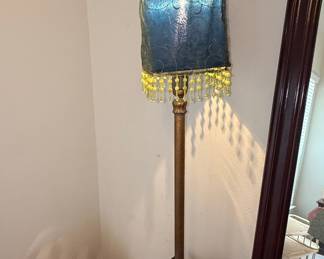 Vintage Boudoir Lamp with Beaded Shade