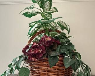 Artificial Floral Arrangement in Wicker Basket