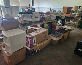 Linens, bedding, towels, Christmas decorations, storage bins, lamps, household items, and enough miscellaneous stuff to make you say, “Wait, I actually need that.”