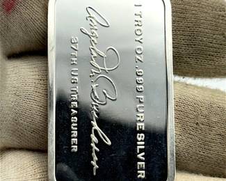Angela M. Buchanan 1 Troy Oz .999 Pure Silver Eagle Bar – 87th U.S. Treasurer