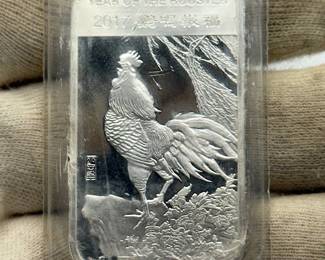 2017 Year of the Rooster 1 Troy Oz .999 Fine Silver Bar – Lunar Series