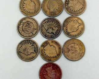 (10) Coin Indian Head Cent Collection – 1800's