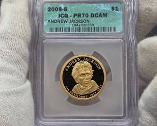 2008-S Andrew Jackson Presidential $1 Proof – ICG PR70 DCAM Perfect Grade; Retail $45
