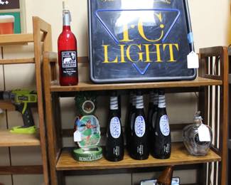 ADVERTISING SIGNS, COORS BASEBALL BAT BOTTLES AND MOORE