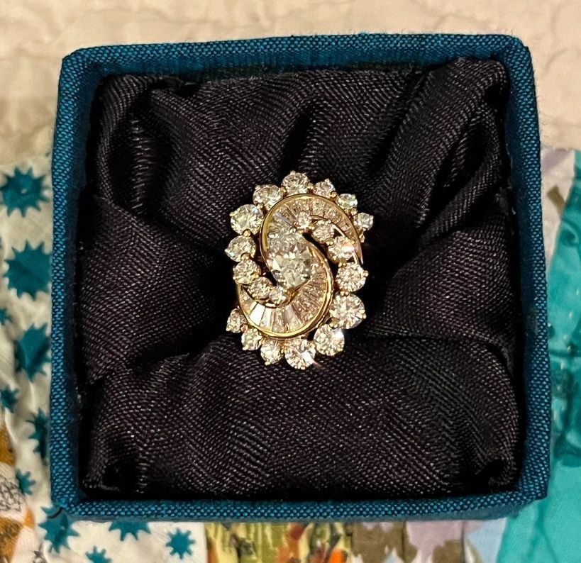 Oscar Heyman 18K and Platinum Diamond Dinner Ring 