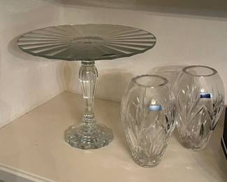 Large and Tall Shannon Crystal cake stand w/original box