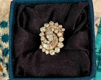 Oscar Heyman 18K and Platinum Diamond Dinner Ring 