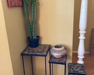 nesting tables, faux succulent plant