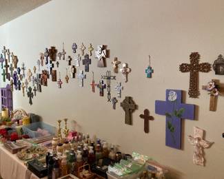 crosses collection, candles and smell-goodums
