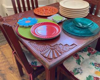 carved table and chairs, kitchenwares