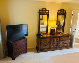 Dresser with two mirrors, side chest (different style) and TV