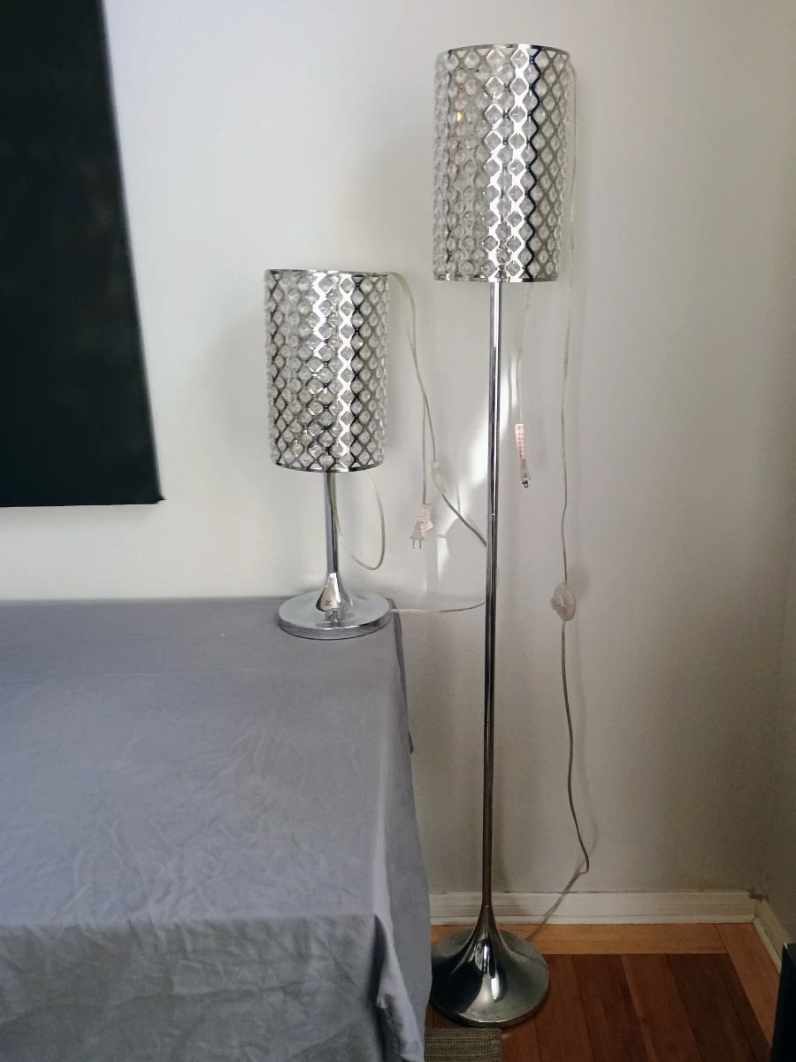 Crystal floor and side table lamps