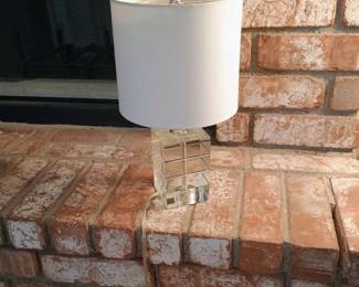 Heavy stacked crystal cube column accent table lamp