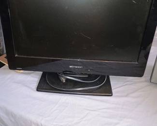 Compact Emerson LCD flat-screen television/monitor mounted on matching desktop base stand.