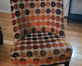 Textured geometric mid-century modern accent slipper chair. Spotless showroom condition.