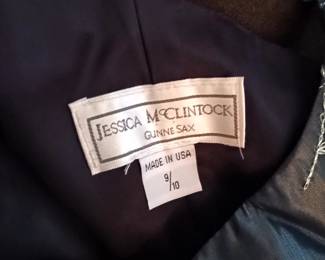 Close-up view of authentic vintage Made in USA Jessica McClintock / Gunne Sax designer tag.