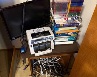 Office supplies, bill counter, monitor