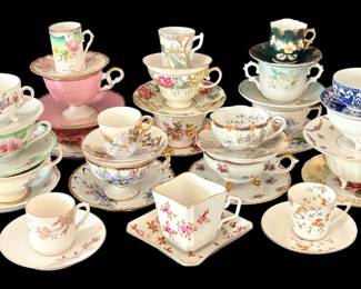 Gorgeous Floral Porcelain Teacups Saucers