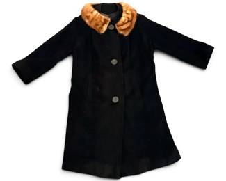 Vintage Newmans Cashmere Black Coat w Fur Collar