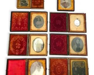 Antique Victorian TinType Portrait Photographs w Cases