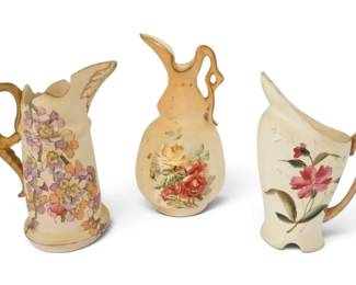 Antique HandPainted Floral Creamer Pitchers