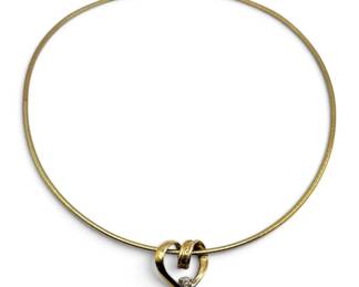 14k Gold Diamond Heart Pendant Necklace 9.13g Total