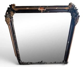 Antique 6ft Mirror w Black Gold Grape Design