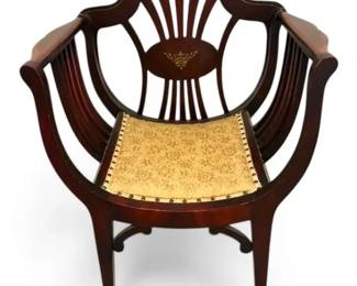 Antique Mahogany Barrel Back Armchair On Casters