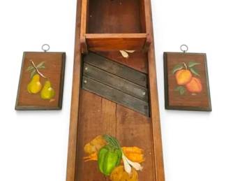 Vintage HandPainted Kraut Cutter Wooden Wall Decor