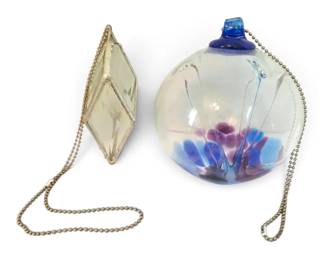 HandBlown Hanging Glass Sphere Stained Glass Prism