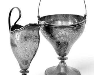 Antique Sterling Silver Gorham Cream Pitcher Handled Sugar Bowl 383g Total