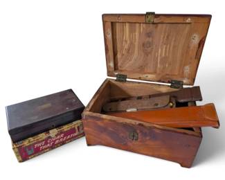 Vintage Cigar Box w Rulers, Pencils, Lead, More Tools