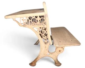 Antique Schoolhouse Desk, Wrought Iron Wood