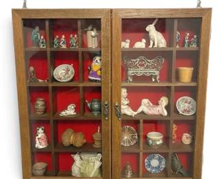 Wooden Curio Wall Cabinet With Trinkets