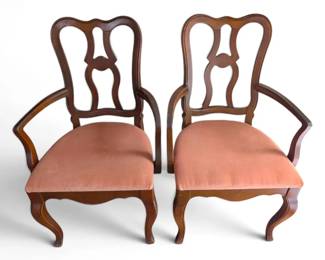Pair of Wooden Queen Anne Style Chairs