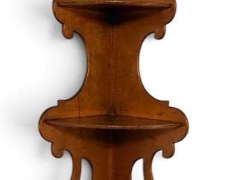 Vintage 3Tier Wooden Hanging Corner Shelf by Sikes Chair Co.