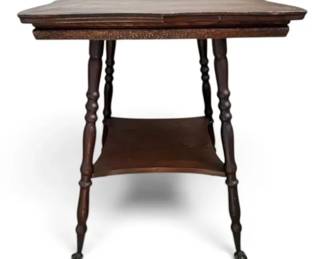 Antique Wooden Parlor Table w Crystal Ball Claw Feet