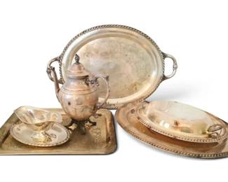 SilverPlate Teapot, Trays, More