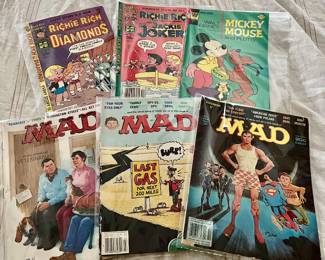 Mad Magazine and Ritchie Rich and Mickey Mouse comic books
