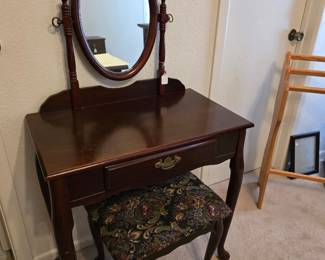 QueenAnn style Cherrywood vanity and stool