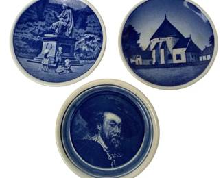3 Vintage Miniature Collector Plates – Denmark, Østerlars Kirke & H.C. Andersen, Delft