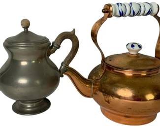 The Cellar Copper Teapot & Royal Holland Pewter Daalderop Pair – Vintage Collectible Tea Set