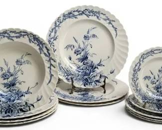 Royal Staffordshire Blue Transferware Dinnerware Lot 11 Pc Plates Bowls Saucer England Set