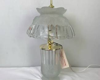 Vintage Imperlite Glass Table Lamp – Made in Portugal, Crystal-Style Floral Design