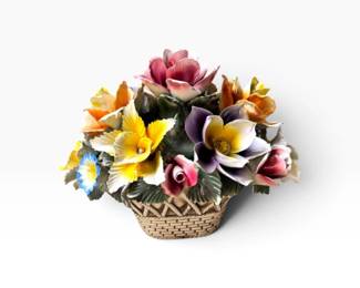 15 CapodimonteStyleCeramicFloralBasketCenterpiece