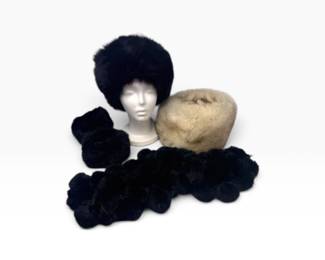 134 VintageRussianLightFurHatsScarfFauxFurWristCuffs